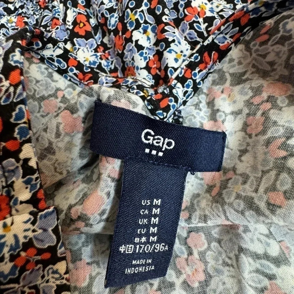 GAP‎ Women’s Vneck navy floral print dress size Medium - Picture 3 of 6
